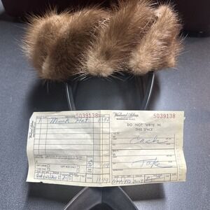 Woodward And Lothrop Washington DC Mink  Pillbox Hat Original Sales Receipt